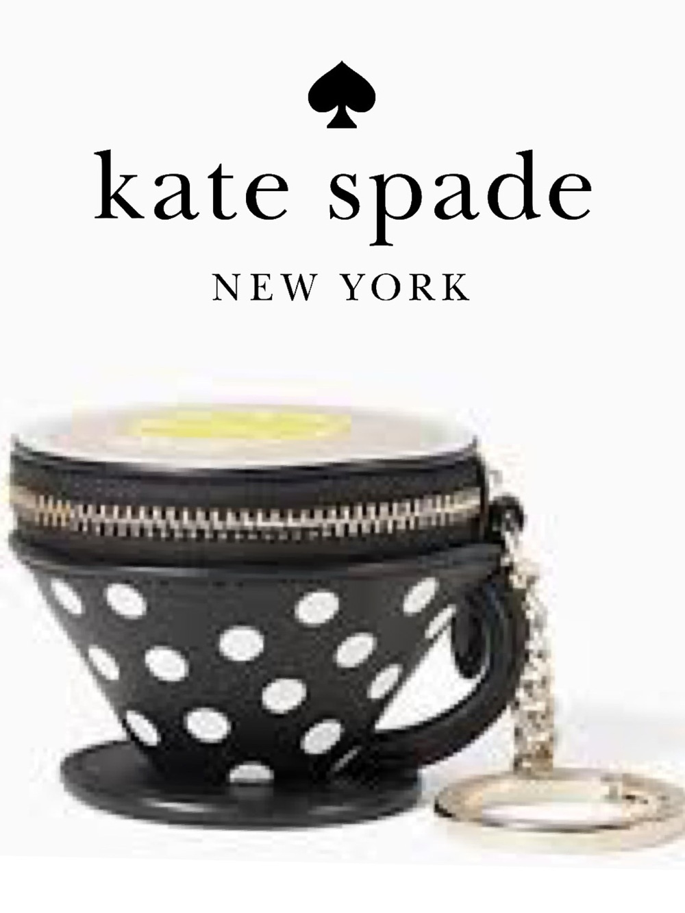 Kate Spade Tea Party Polka Dot Cup Coin Bag Keychain